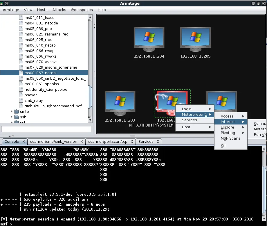 Armitage interact menu Armitage interact menu