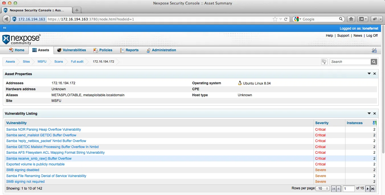 NeXpose Security Console | Metasploit unleashed