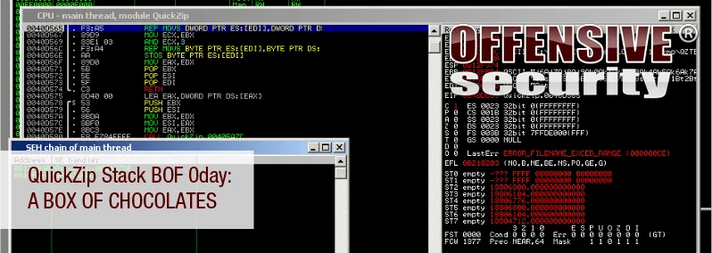 QuickZip Stack BOF 0day: a box of chocolates